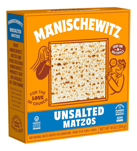 Crackers Manischewitz Matzos sin sal 284 g