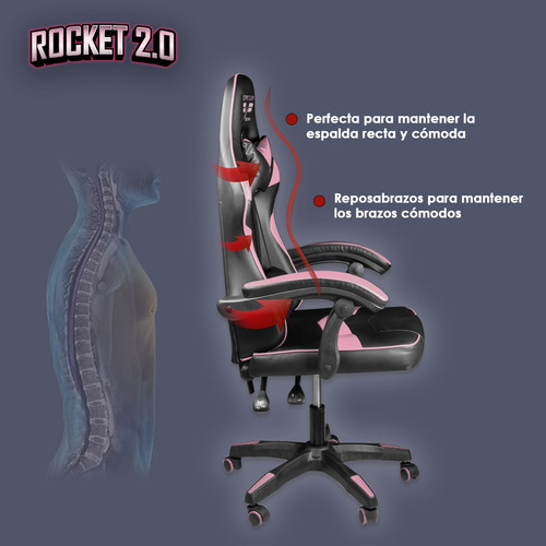 Imagen 3 de 5 de Silla Gamer Ergonomica Reclinable Rocket2.0 Game By Steelpro