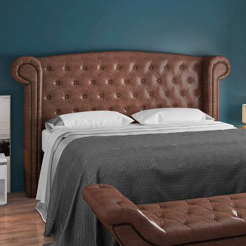 Cabeceira Cama Box Casal Quarto 140cm Sofia Corino Marrom