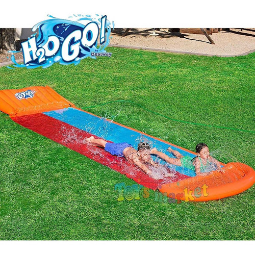Imagen 4 de 10 de Deslizador Doble De Agua H2o De 5,50 Metros Tobogan Bestway