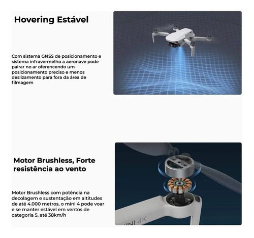 Drone Dji Mini 4k Standard 10km 31m 3-axis Gimbal Cinza