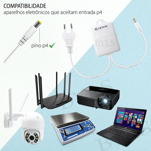 Kit 2 Fonte De Alimentação 12v 2a Bivolt Adaptador Indicado Para Fita Led Equipamentos Cftv (câmeras De Segurança, Dvr), Modem Tv A Cabo Net Sky Vivo Modem Fibra Roteador Radio Decoders Balança