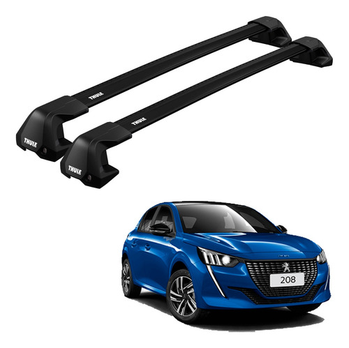 Rack Travessa Thule Wingbar Evo Edge New Peugeot 208 Preto