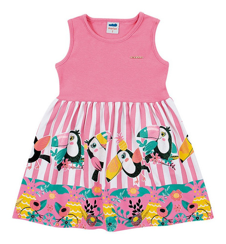 Vestido Infantil Em Cotton Penteado Marlan 62475 - Tam 4 6 8