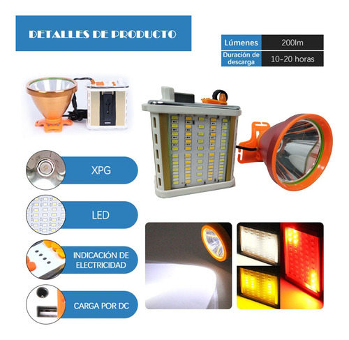 Focos De Caza Linterna Minera Recargable Luz Roja Led 200w