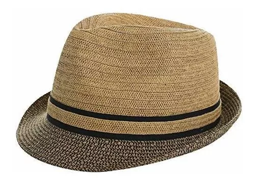 Lanzom - Sombrero Plegable de Paja para Hombre, Estilo Fedora