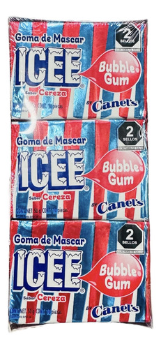 Goma De Mascar Icee Cereza Bubble Gum 12pz De 50g Canels