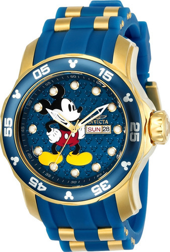 Relógio Masculino Invicta Ed Limitada Mickey Mouse 23764 Cor da correia Azul Cor do bisel Azul Cor do fundo Azul