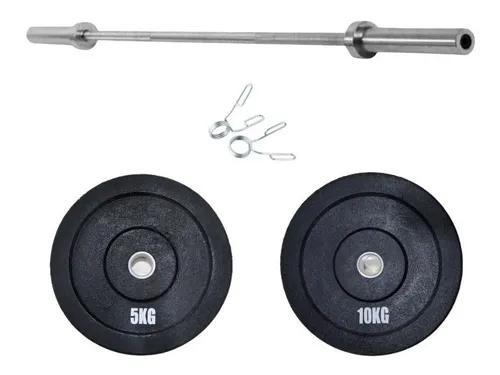 Barra Olimpica + 20kg Disco Bumper - Kinedeportes