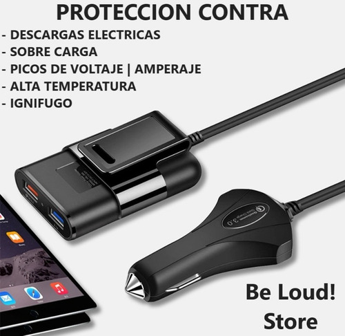 Turbo Cargador Para Auto Carga Rapida Qc 3.0 | 4 Puertos Usb