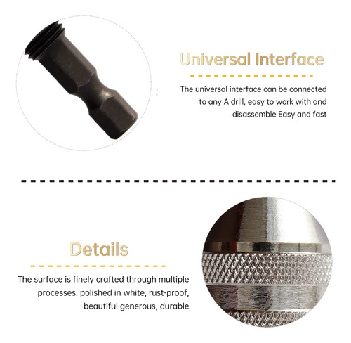 2 Unidades Adaptador Broca Sin Llave Vástago Hexagonal Plata
