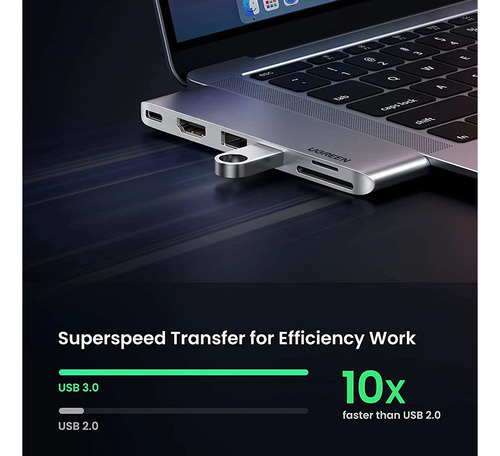 Ugreen Hub Adaptador Usb C 6 Em 2 Macbook Pro E Air 4k/30hz