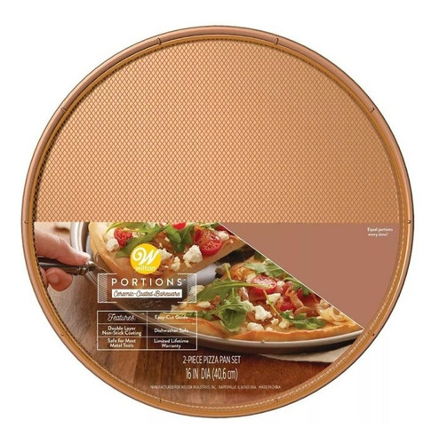 Imagen 7 de 10 de Pizzera Molde Y Rejilla 43 Cm Ceramica Pizza Wilton Titanweb