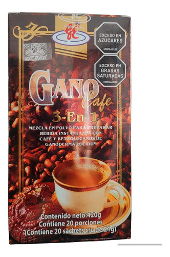 Gano Cafe 3 En 1 Con Ganoderma Lucidum - g a $14