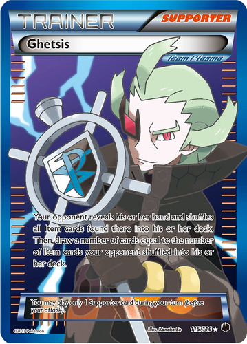 Cartas Pokemon Supporter Ghetsis 115/116 Full Art Plf