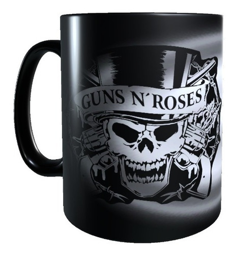Taza Mágica Guns And Roses Byn, Tazon Cambia Color, Rock