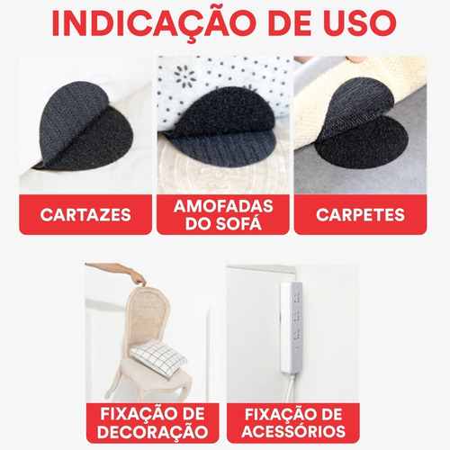 Imagem 5 de 9 de Velcro Adesivo 60mm Preto Com Adesivo Antiderrapante Tapete