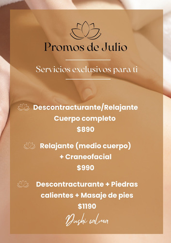 Masaje Relajante, Descontracturante, Reductor Y Linfático.