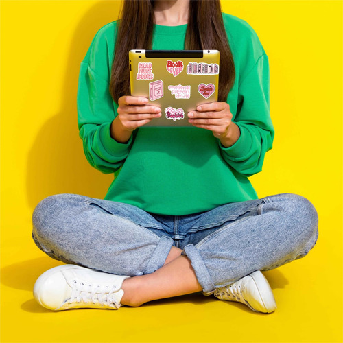 50 Stickers Rosados Para Libros Taamoaa - Decoración Kindle