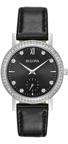 Reloj Bulova Crystal Mujer Cuarzo Esfera Negra 96l246