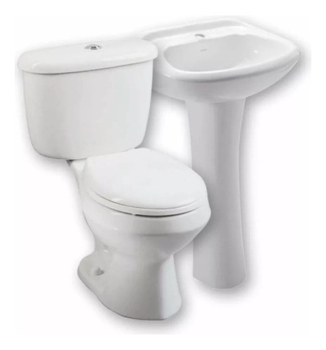 Juego De Baño Wc Lavamano Y Pedestal Marca Minoarte 