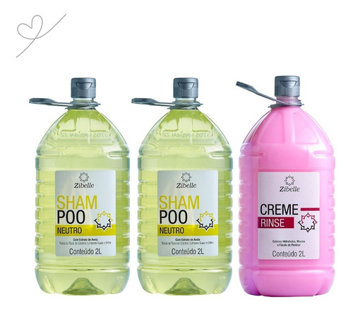 Kit 1 Creme Rinse + 2 Shampoo Neutro 2l Hidratação Intensa