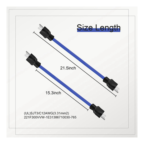 - Cable De Extensión Macho Doble De 3 Clavijas, Conector A