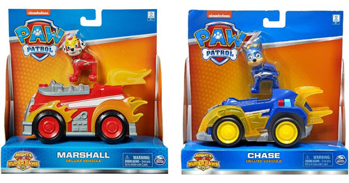 Paw Patrol Mighty Pups Super Paws Deluxe Vehicle Con Figura