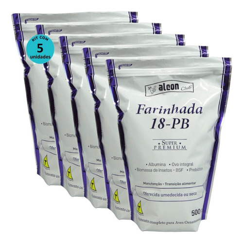 Farinhada Alcon Club 18-pb 500g Kit 5 - Aves Ornamentais