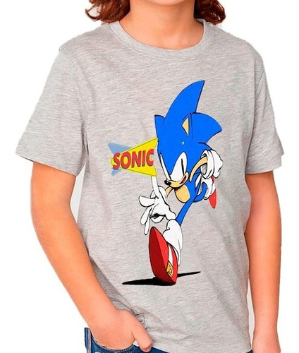 Polera Estampada 100% Algodón Niño Sonic Y Su Logo Exclusivo