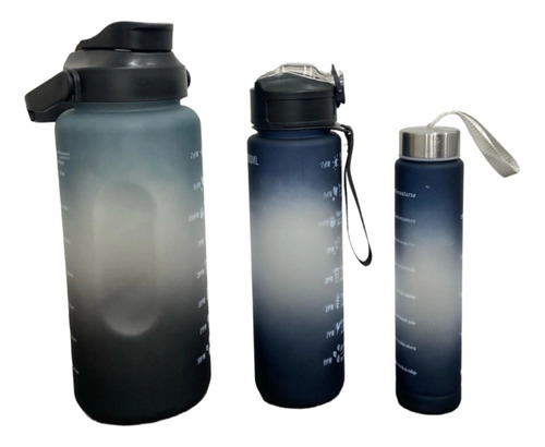 Kit De 3 Botellas De Agua Con Medidas De Motivación Academia
