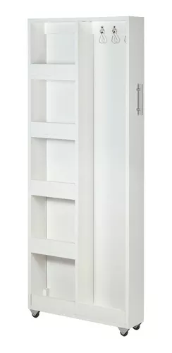 Despensero Escobero Armado - Armario Organizador Melamina - 1 Puerta 5  Estantes 180x40cm - Muebles Económicos