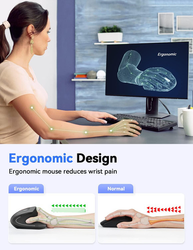 Ratón Ergonómico Vertical Inalámbrico 4800 Dpi 6 Botones