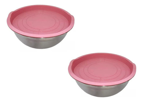 Set X 2 Bowls Con Tapa Y Base De Silicona 26cm Diametro