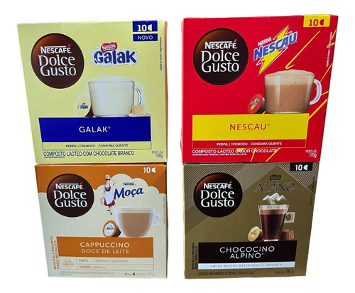 Kit Capsulas Dolce Gusto  Galak, Alpino, Moça, Nescau