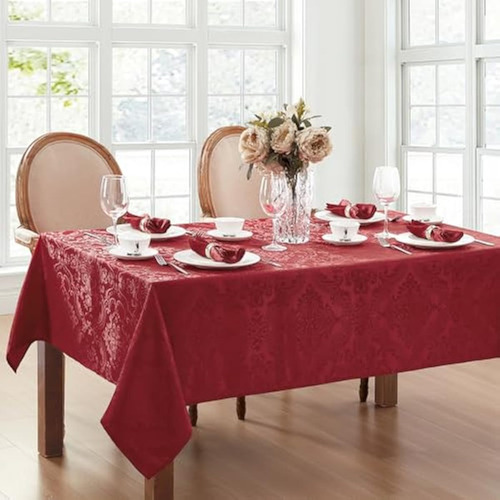 Mantel De Tela Impermeable Resistente A Las Manchas Rojo Rojo Texturizado