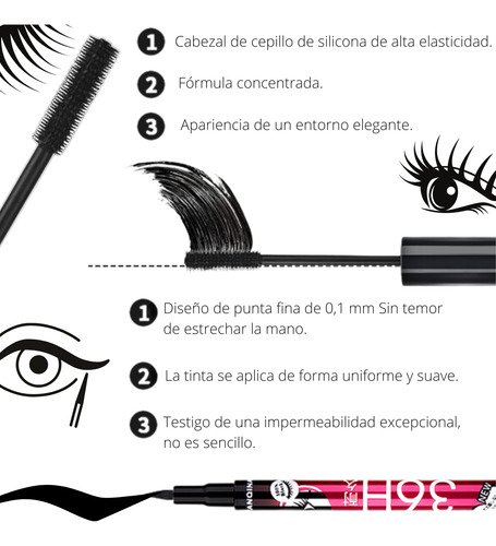Set 12 Delineador Ojos Y 12 Rimel Larga Duración Waterproof