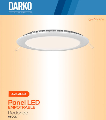 Plafon Panel Led 6w Embutir Redondo Circular Empotrar Full Estructura Blanco Cálido