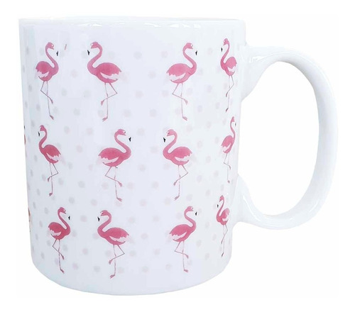 Caneca Personalizada Porcelana Flamingos + Embalagem