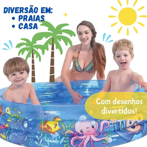 Piscina Inflável Infantil Fundo Do Mar 88,5l Pvc