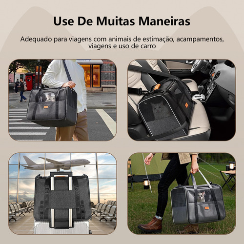 bolsa de transporte grande para pet gato Caes kit viagem Dobrável com carpete confortável 45×35×33