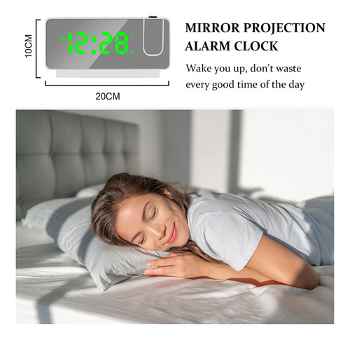 Fweaad Reloj Despertador Led De Proyección Digital De Mesa.