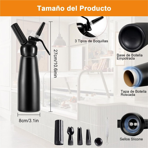 Máquina Para Batir Nata Con Sifón Fresh Cream De 500 Ml