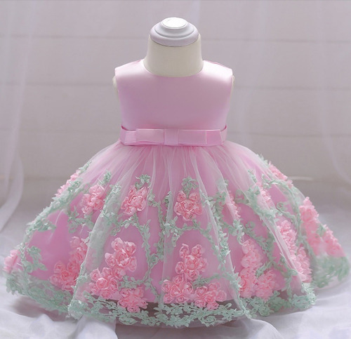 Imagem 3 de 10 de Vestido Festa Infantil Bebê Jardim Encantado Luxo Batizado