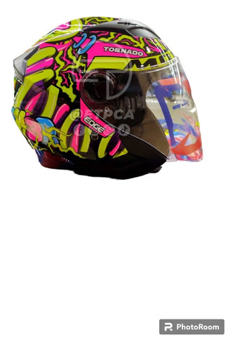 Casco Semi Integral Moto Loco Jaguar Amarillo Neón 