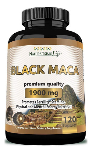 Maca Negra Orgánica 1900 Mg Hombres Y Mujeres 120 Cápsulas