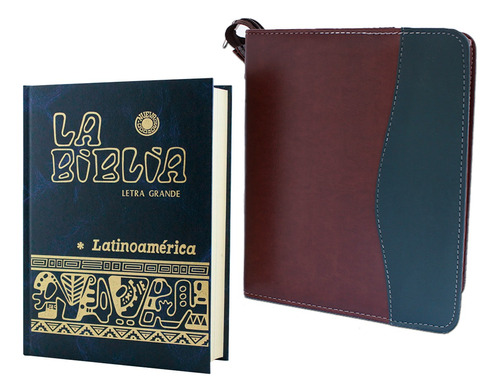 Biblia Latinoamericana Letra Grande Azul + Estuche Curpiel