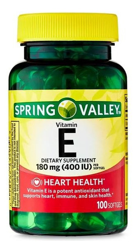 Vitamina E 180 Mg 400 Iu 100 Capsulas Spring Valley