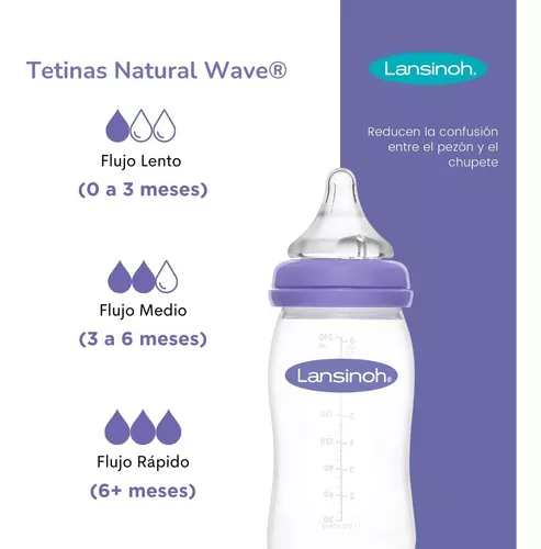 LANSINOH TETINAS BIBERON NATURAL WAVE FLUJO RAPIDO 2 UNIDADES