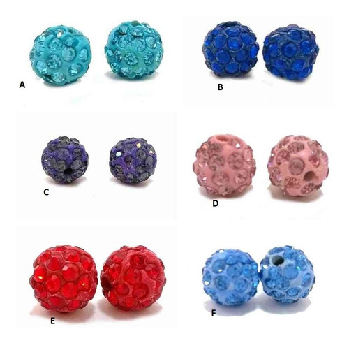 Imagen 2 de 7 de Bola De Fuego Pasante X 100 Unidades Con Strass Seis Colores
